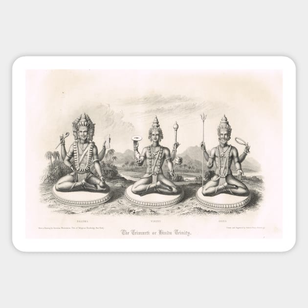 The Trimurti or Hindu Trinity 3 forms Sticker by artfromthepast
